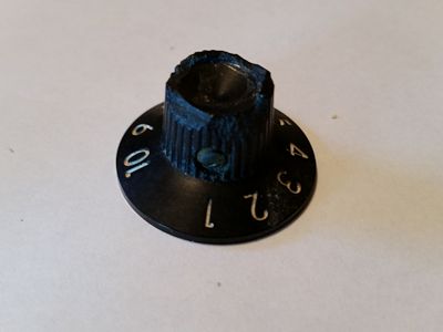 Front of the knob most damaged.