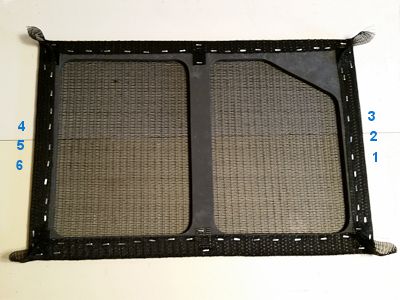 Stapled grille cloth.