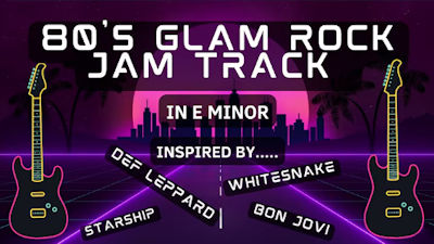 80's Glam Rock Guitar Jam Track - E Minor. By AJD Guitar Hub