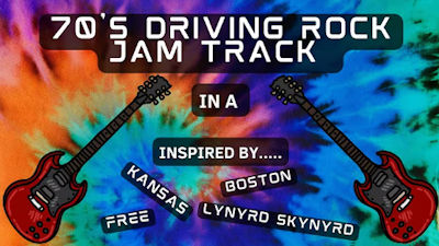 70's Driving Rock Guitar Jam Track in A. By AJD Guitar Hub
