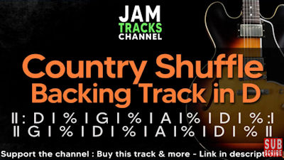 Country Shuffle Guitar Backing Track in D. By JamTracksChannel