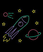 Rocket, Planet and Stars