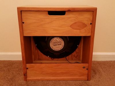 Back side of the speaker cabinet.