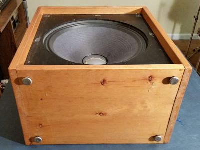Bottom of the speaker cabinet.