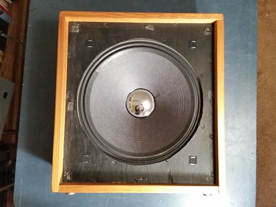 Stapled Velcro in speaker cabinet.