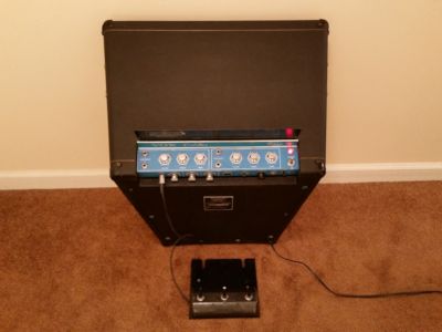 Back of the amplifier with pedal attached.