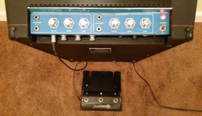 Looking down on the control panel with pedal attached.